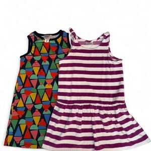 Hanna Andersson Colorful Ice Cream and Striped Dress Bundle - Girl 6-7